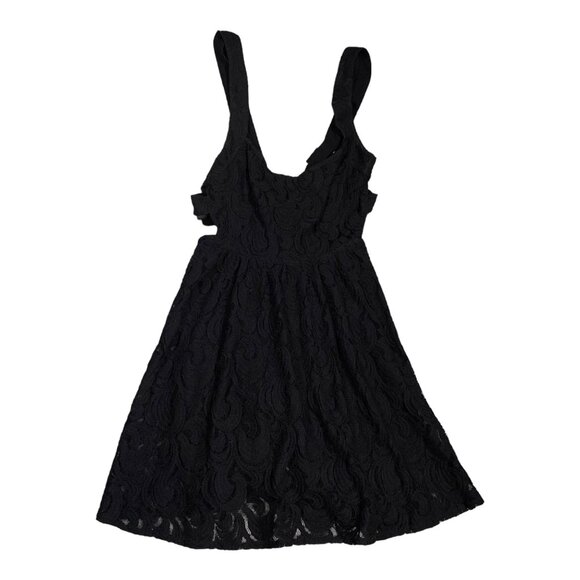 Free People Dress Womens 6 Black Lace V Back Sleeveless Mini TURN TIME BACK Y2K - Picture 2 of 16